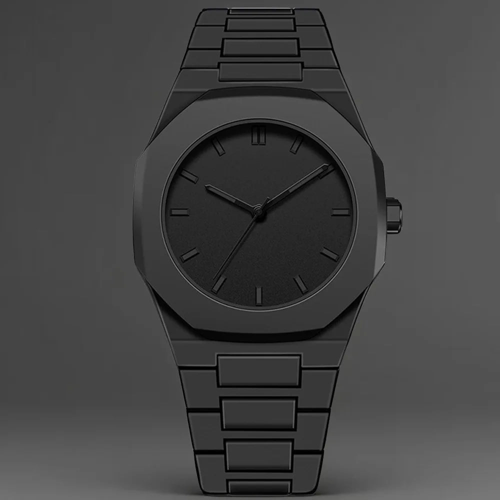 Black Quartz Watch – Simple Design with Arabic Digital Dial & Casual Strap Venice Collections