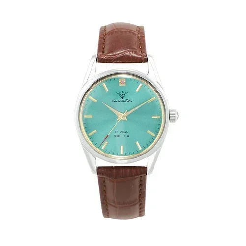 Fashion Luxury Shanghai Mechanical Watch Diamond Brand Green Dial Waterproof Stainless Steel Leather Strap Mens Watch Starking Venice Collections
