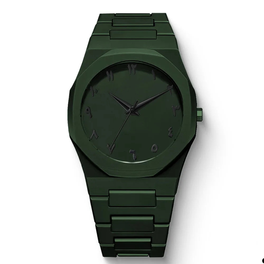 Black Quartz Watch – Simple Design with Arabic Digital Dial & Casual Strap Venice Collections