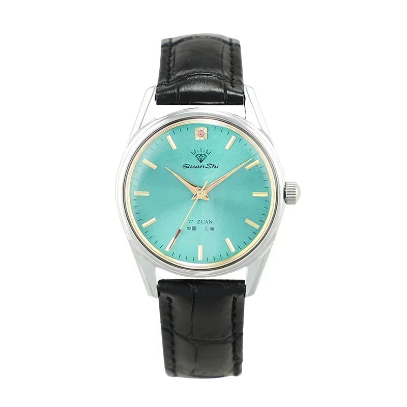 Fashion Luxury Shanghai Mechanical Watch Diamond Brand Green Dial Waterproof Stainless Steel Leather Strap Mens Watch Starking Venice Collections