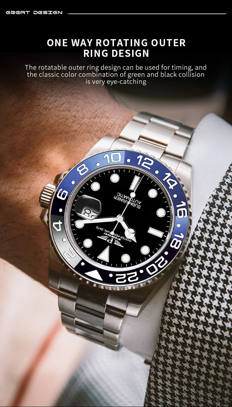 Reloj Hombre PINDU DESIGN Water Ghost Yacht Men Mechanical Wristwatch 40MM Luxury Ceramic Automatic Watch For Men Relogios Venice Collections