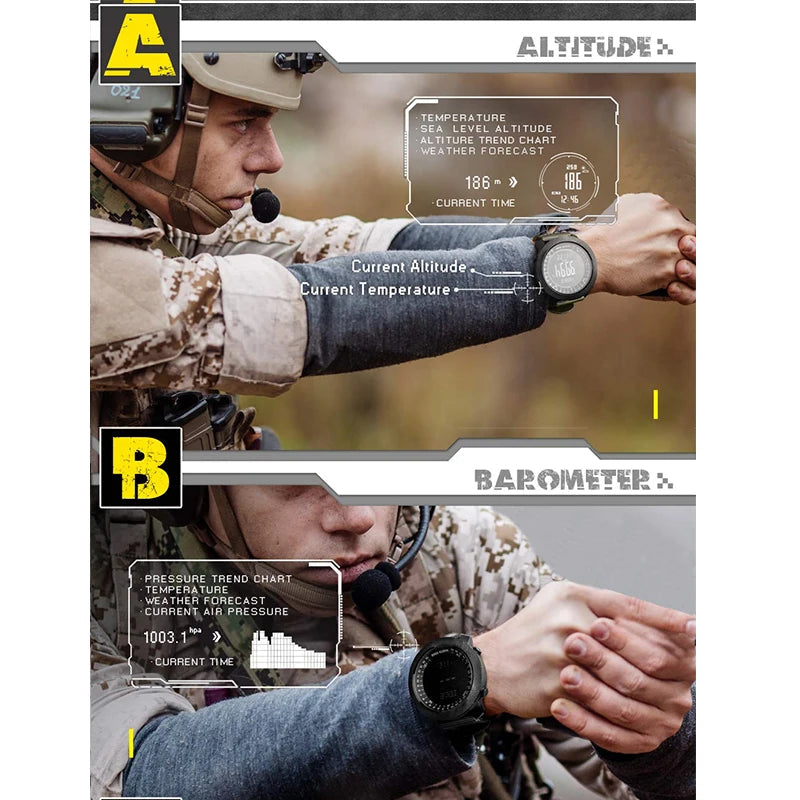Men's sport Digital watch Hours Running Swimming Military Army watches Altimeter Barometer Compass waterproof 50m Venice Collections
